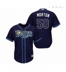 Youth Tampa Bay Rays 50 Charlie Morton Replica Navy Blue Alternate Cool Base Baseball Jersey 