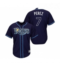 Youth Tampa Bay Rays 7 Michael Perez Replica Navy Blue Alternate Cool Base Baseball Jersey 