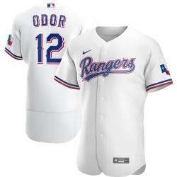 Men Texas Rangers 12 Rougned Odor Men Nike White Home 2020 Flex Base Player MLB Jersey
