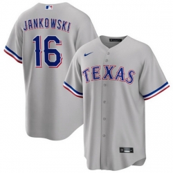 Men Texas Rangers 16 Travis Jankowski Grey Cool Base Stitched Baseball Jersey