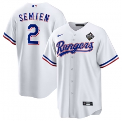Men Texas Rangers 2 Marcus Semien 2023 White World Series Stitched Baseball Jersey