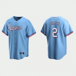 Men Texas Rangers 2 Marcus Semien Light Blue Cool Base Stitched Baseball jersey