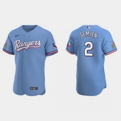 Men Texas Rangers 2 Marcus Semien Light Blue Flex Base Stitched jersey
