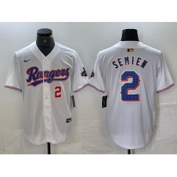 Men Texas Rangers 2 Marcus Semien White Gold Cool Base Stitched Baseball Jersey 6