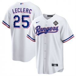 Men Texas Rangers 25 Jos E9 Leclerc White 2023 World Series Stitched Baseball Jersey