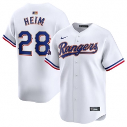 Men Texas Rangers 28 Jonah Heim White 2024 Gold Collection Cool Base Stitched Baseball Jersey