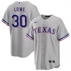 Men Texas Rangers 30 Nathaniel Lowe Grey Cool Base Stitched Baseball Jersey
