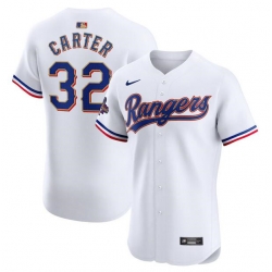 Men Texas Rangers 32 Evan Carter White 2024 Gold Collection Flex Base Stitched Baseball Jersey