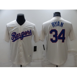 Men Texas Rangers 34 Nolan Ryan Cream Cool Base Stitched Baseball jersey