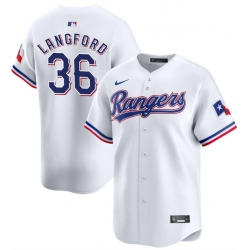 Men Texas Rangers 36 Wyatt Langford White Home Limited Stitched Baseball Jersey
