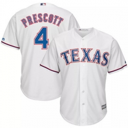 Men Texas Rangers 4 Dak Prescott White Cool Base Stitched Baseball Jerse