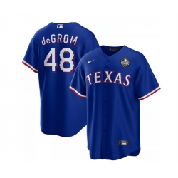 Men Texas Rangers 48 Jacob DeGrom Royal 2023 World Series Cool Base Stitched Baseball Jersey