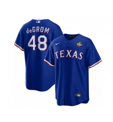 Men Texas Rangers 48 Jacob DeGrom Royal 2023 World Series Cool Base Stitched Baseball Jersey