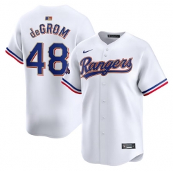 Men Texas Rangers 48 Jacob DeGrom White 2024 Gold Collection Cool Base Stitched Baseball Jersey