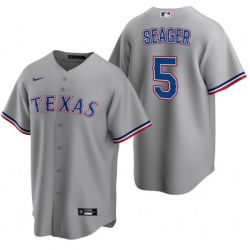 Men Texas Rangers 5 Corey Seager Grey Cool Base Stitched Baseball Jersey