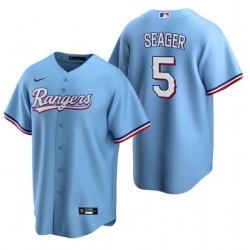 Men Texas Rangers 5 Corey Seager Light Blue Cool Base Stitched Baseball Jersey