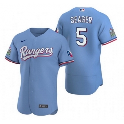 Men Texas Rangers 5 Corey Seager Light Blue Flex Base Stitched jersey