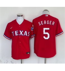 Men Texas Rangers 5 Corey Seager Red With Patch Cool Base Stitched MLB Jersey