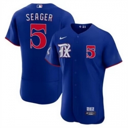 Men Texas Rangers 5 Corey Seager Royal 2023 City Connect Flex Base Stitched Baseball Jersey