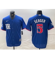 Men Texas Rangers 5 Corey Seager Royal City Connect Stitched Baseball Jersey