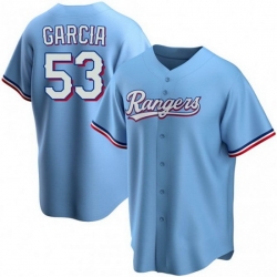 Men Texas Rangers 53 Adolis Garcia Light Blue Cool Base Stitched Baseball jersey