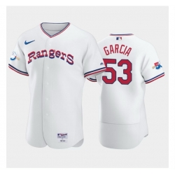 Men Texas Rangers 53 Adolis Garcia White Flexbase Stitched Baseball Jersey