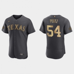 Men Texas Rangers 54 Martin Perez 2022 All Star Charcoal Flex Base Stitched Baseball Jersey