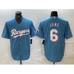 Men Texas Rangers 6 Josh Jung Blue Cool Base Stitched Baseball Jersey