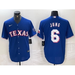 Men Texas Rangers 6 Josh Jung Blue Stitched MLB Cool Base Nike Jersey