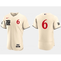 Men Texas Rangers 6 Josh Jung Cream 2023 City Connect Flex Base Stitched Baseball Jersey