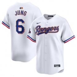 Men Texas Rangers 6 Josh Jung White 2024 Gold Collection Cool Base Stitched Baseball Jersey