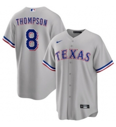 Men Texas Rangers 8 Bubba Thompson Grey Cool Base Stitched Baseball Jersey