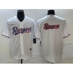 Men Texas Rangers White Team Big Logo Cool Base Stitched Baseball Jersey