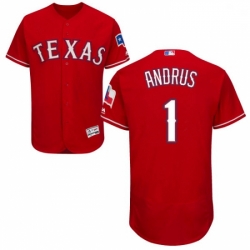 Mens Majestic Texas Rangers 1 Elvis Andrus Red Alternate Flex Base Authentic Collection MLB Jersey