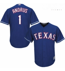 Mens Majestic Texas Rangers 1 Elvis Andrus Replica Royal Blue Alternate 2 Cool Base MLB Jersey