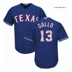 Mens Majestic Texas Rangers 13 Joey Gallo Authentic Royal Blue Team Logo Fashion Cool Base MLB Jersey