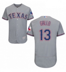 Mens Majestic Texas Rangers 13 Joey Gallo Grey Road Flex Base Authentic Collection MLB Jersey