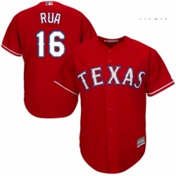 Mens Majestic Texas Rangers 16 Ryan Rua Replica Red Alternate Cool Base MLB Jersey 