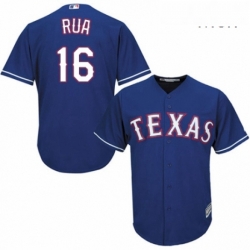 Mens Majestic Texas Rangers 16 Ryan Rua Replica Royal Blue Alternate 2 Cool Base MLB Jersey 