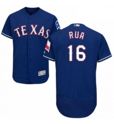 Mens Majestic Texas Rangers 16 Ryan Rua Royal Blue Alternate Flex Base Authentic Collection MLB Jersey