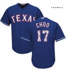 Mens Majestic Texas Rangers 17 Shin Soo Choo Authentic Royal Blue Team Logo Fashion Cool Base MLB Jersey