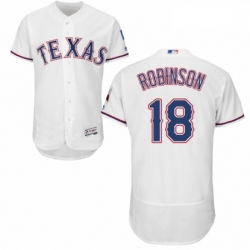 Mens Majestic Texas Rangers 18 Drew Robinson White Home Flex Base Authentic Collection MLB Jersey