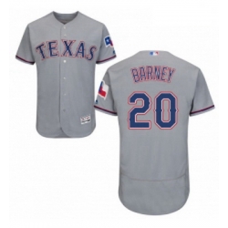 Mens Majestic Texas Rangers 20 Darwin Barney Grey Road Flex Base Authentic Collection MLB Jersey