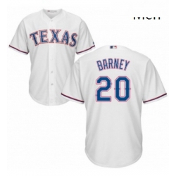 Mens Majestic Texas Rangers 20 Darwin Barney Replica White Home Cool Base MLB Jersey 
