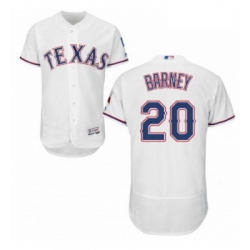 Mens Majestic Texas Rangers 20 Darwin Barney White Home Flex Base Authentic Collection MLB Jersey