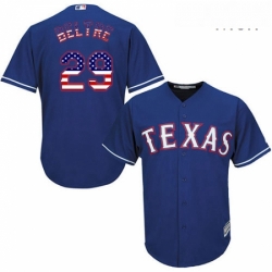 Mens Majestic Texas Rangers 29 Adrian Beltre Authentic Royal Blue USA Flag Fashion MLB Jersey