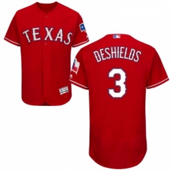Mens Majestic Texas Rangers 3 Delino DeShields Red Alternate Flex Base Authentic Collection MLB Jersey