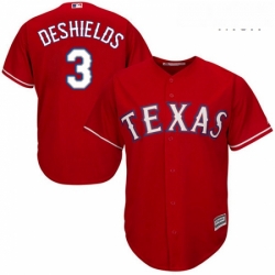 Mens Majestic Texas Rangers 3 Delino DeShields Replica Red Alternate Cool Base MLB Jersey