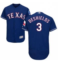 Mens Majestic Texas Rangers 3 Delino DeShields Royal Blue Alternate Flex Base Authentic Collection MLB Jersey