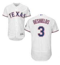 Mens Majestic Texas Rangers 3 Delino DeShields White Home Flex Base Authentic Collection MLB Jersey